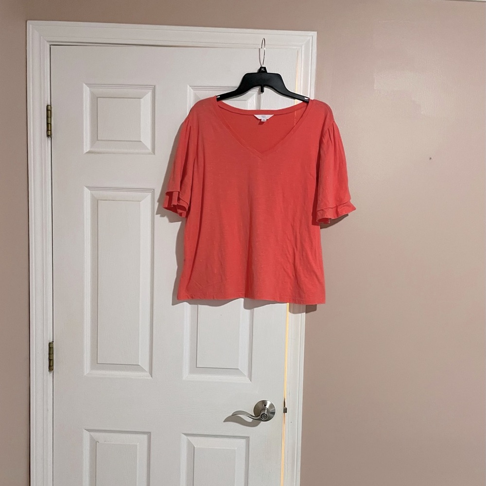 Orange V-Neck Top